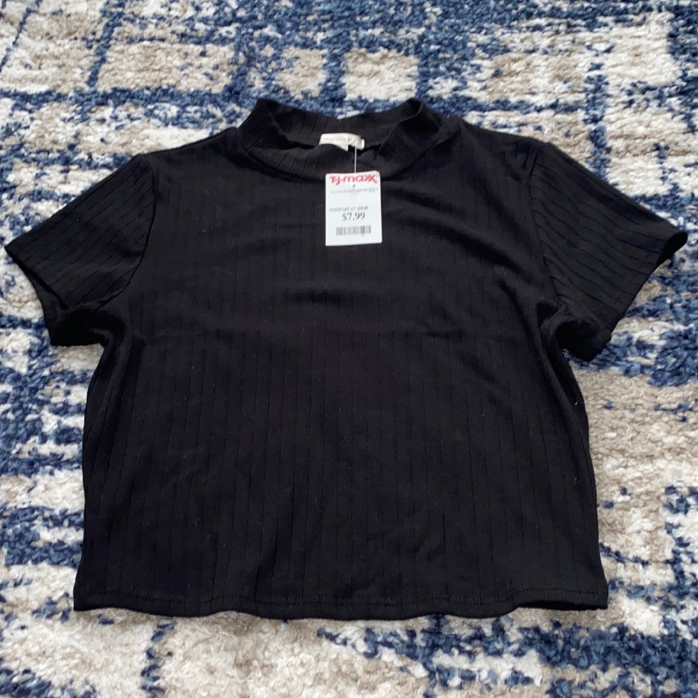 Ribbed Black Mock neck Crop top